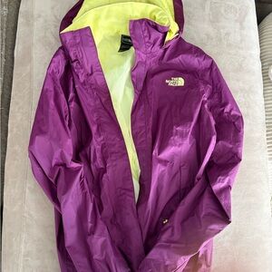 The North Face Women's Purple and Yellow Rain Jacket